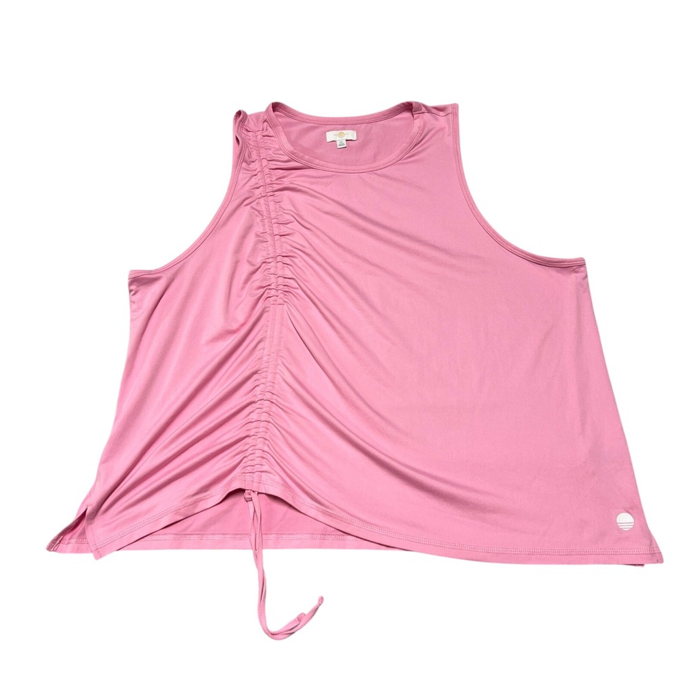 Body & Sol Ruched Tank Top Womens XXL Pink Sleeveless Drawstring Cinched
